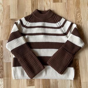 NWT Ray Striped Sweater in Cream and Brown